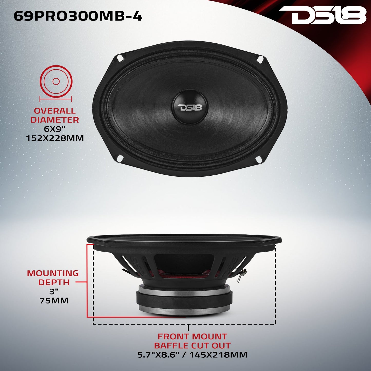 6x9” Water-Resistant Mid-Bass Loudspeaker | 150W RMS 4-Ohm.