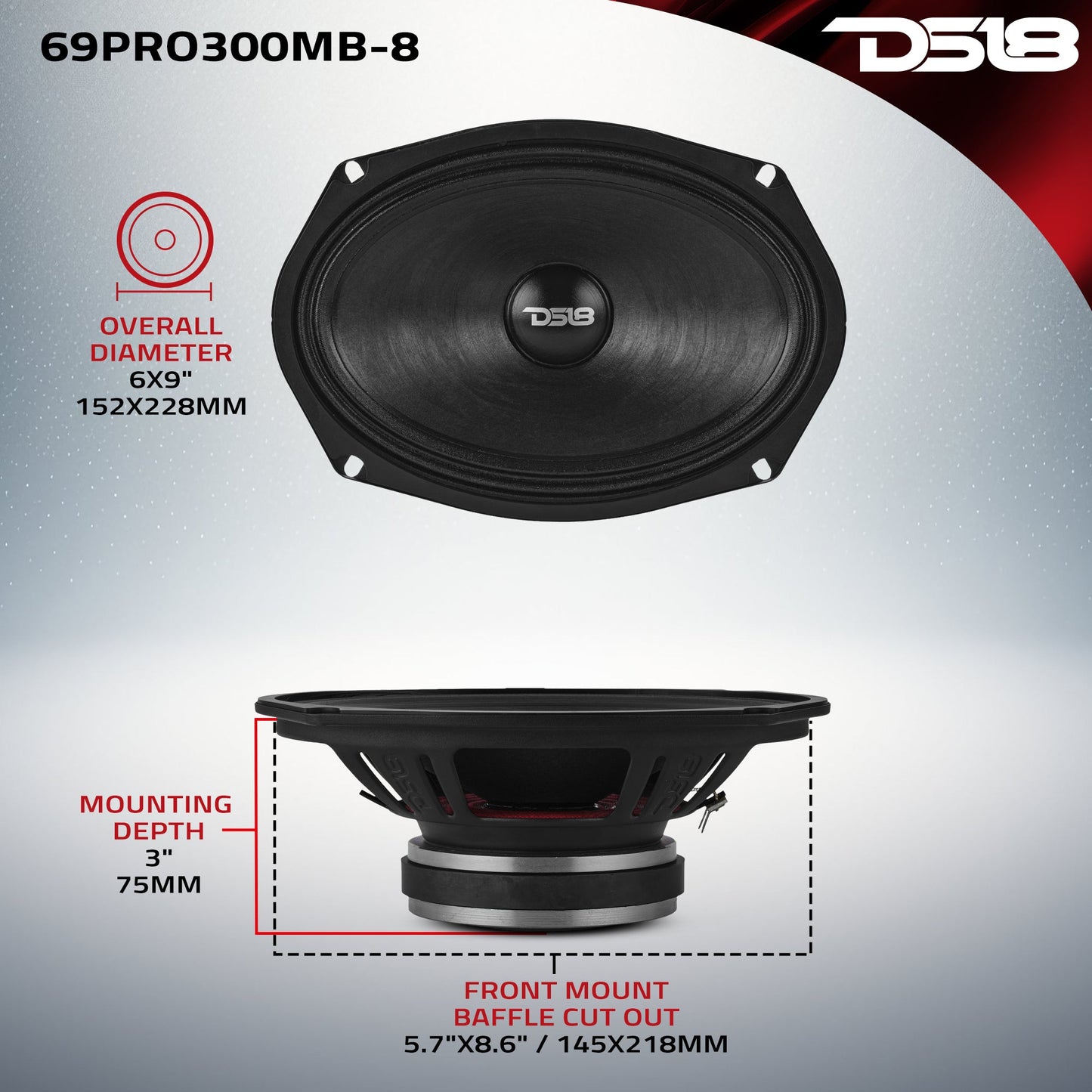 6x9” Water-Resistant Mid-Bass Loudspeaker | 150W RMS 8-Ohm.