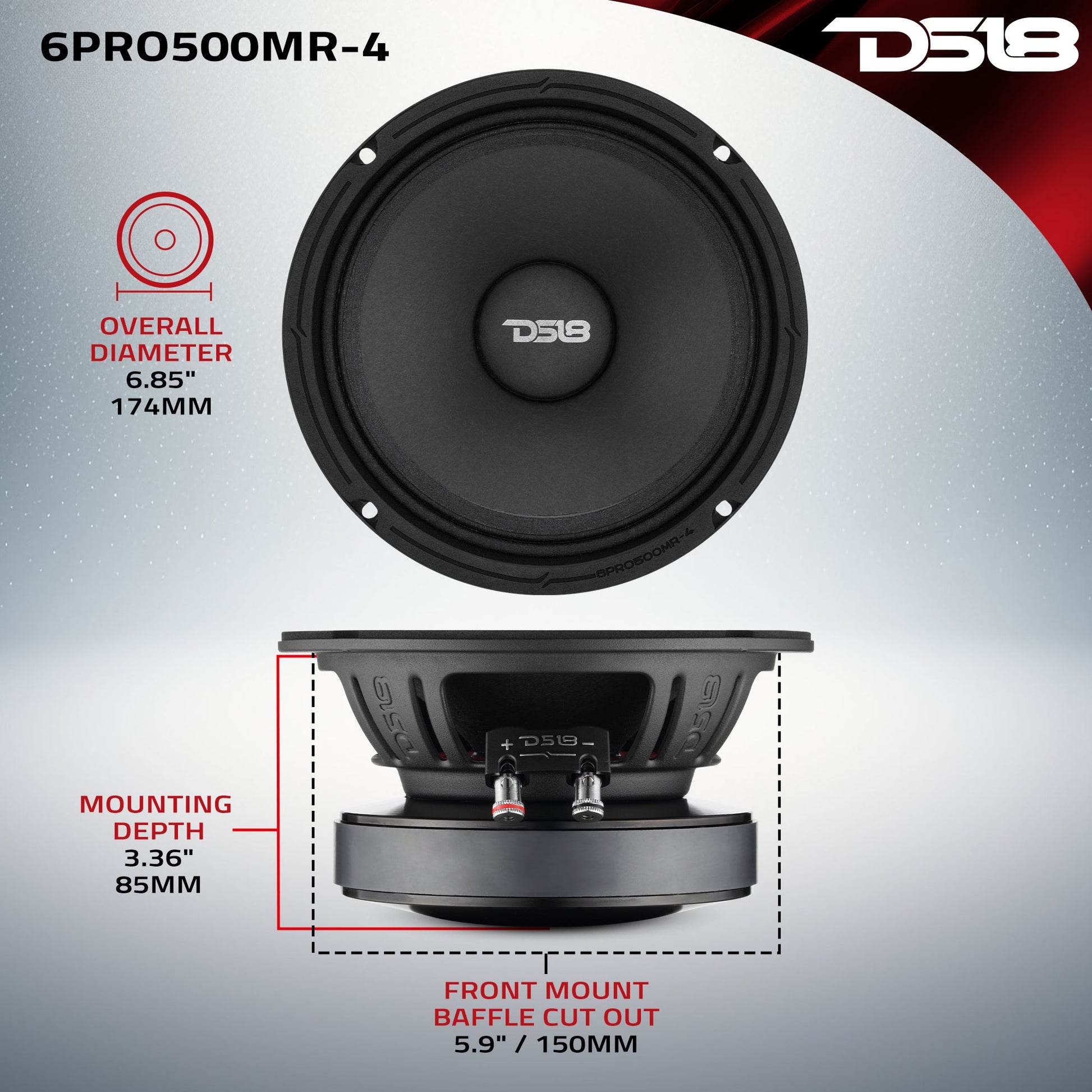 6.5” High-Sensitivity Midrange Loudspeaker with Ferrite Magnet | 250W RMS 4-Ohm.