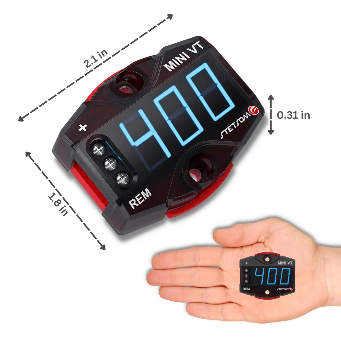 Stetsom MiniVT Digital Voltmeter Mini Automotive Battery VT Blue LED (HIGH VOLTAGE)