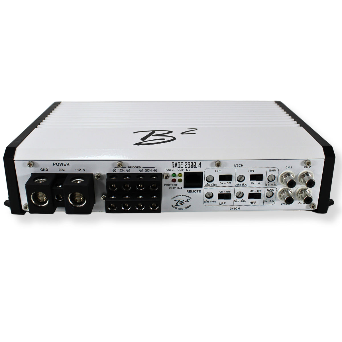 B2 Audio RAGE 4-Channel 2.3K 2300 Watt 2-Ohm Class D Full Range Amplifier.