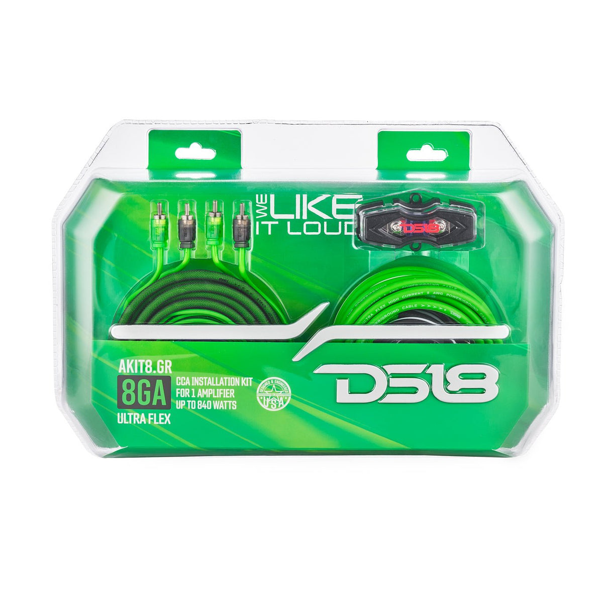 8-GA Amplifier Installation Wiring Kit - Green.