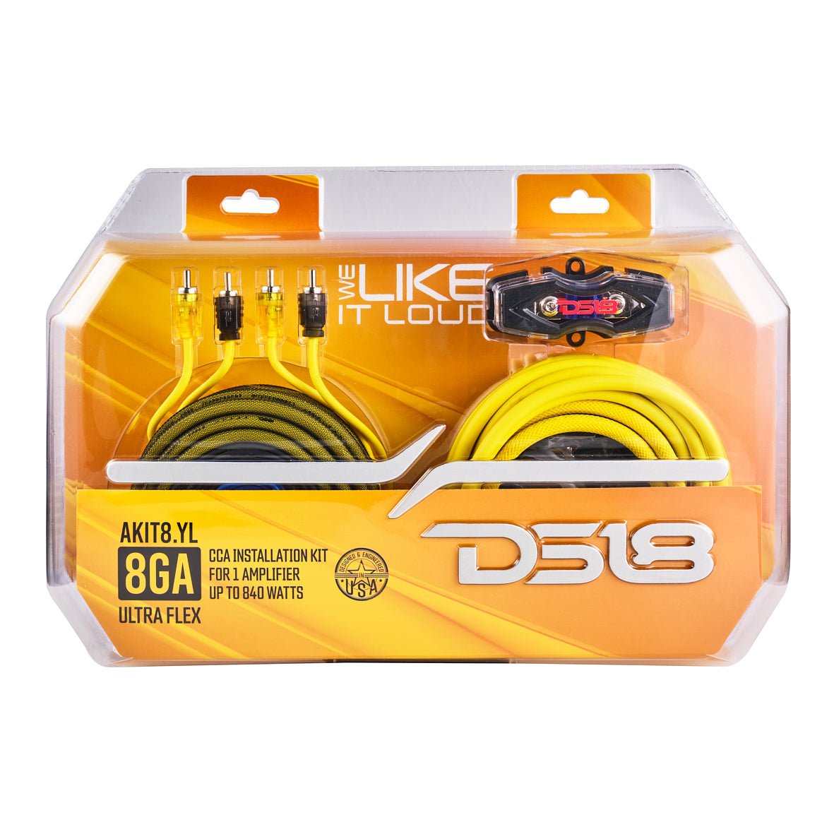 8-GA Amplifier Installation Wiring Kit - Yellow - Sold by Audio Sellerz