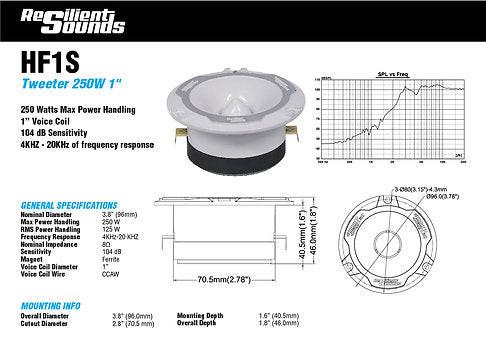 Resilient Sounds HF1S Tweeter – 125W RMS 4 Ohm (Pair) - Audio Sellerz