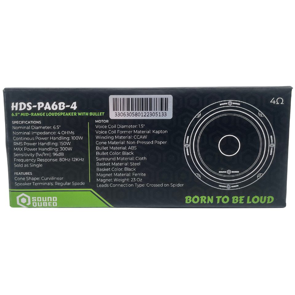 SoundQubed HDS Series Pro Audio Bullet 6.5" Midrange Speaker 4 Ohm 150W RMS Single - Audio Sellerz