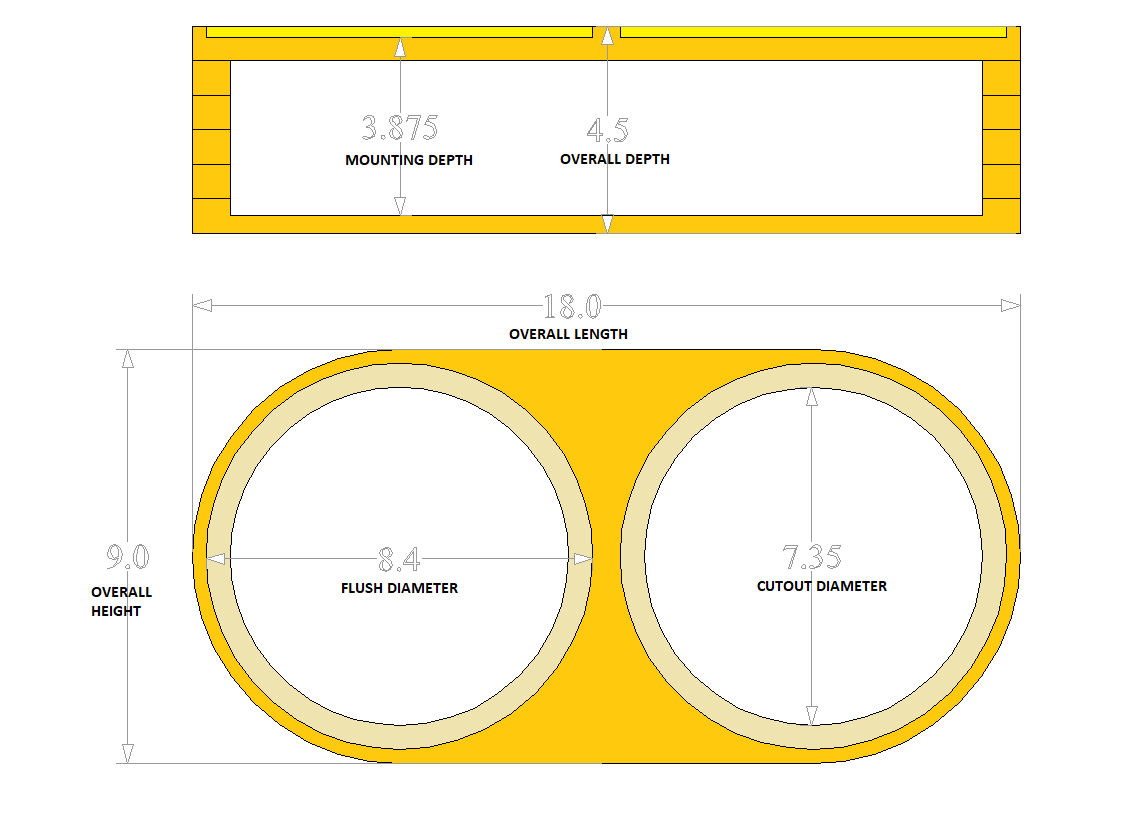Dual 8" Flush Mount Stack Fab Door Pod Enclosures.