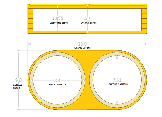 Dual 8" Flush Mount Stack Fab Door Pod Enclosures.