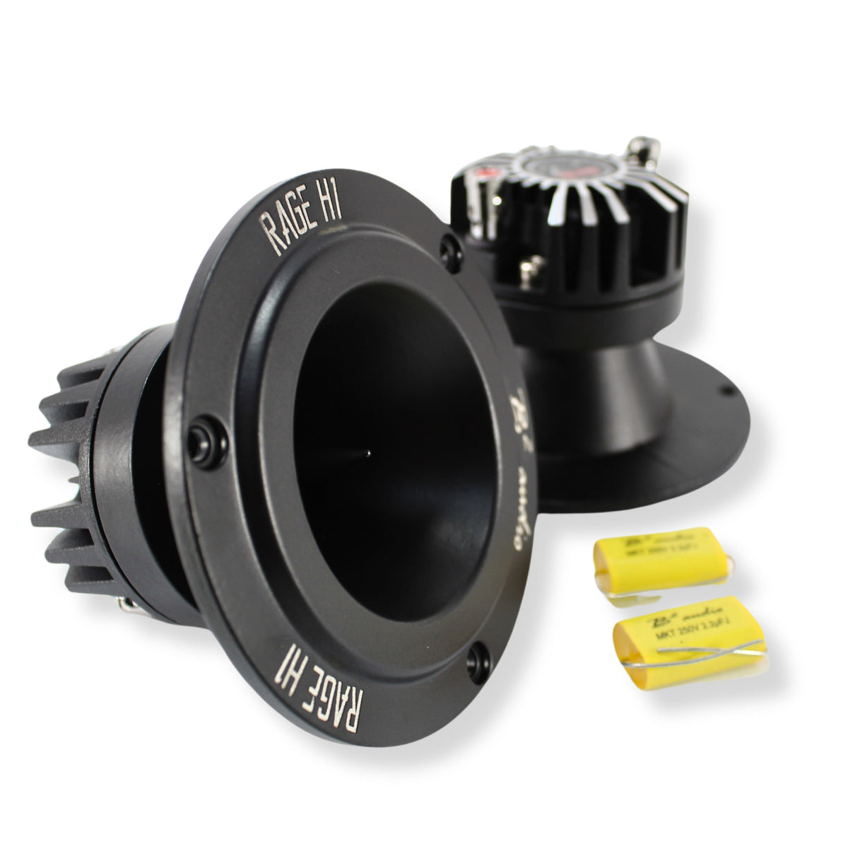 B2 Audio RAGE Series Pair of 1" 4-Ohm 100 Watt RMS Neodymium Horn Tweeters, OD 3.85" RAGE H1 NEO.