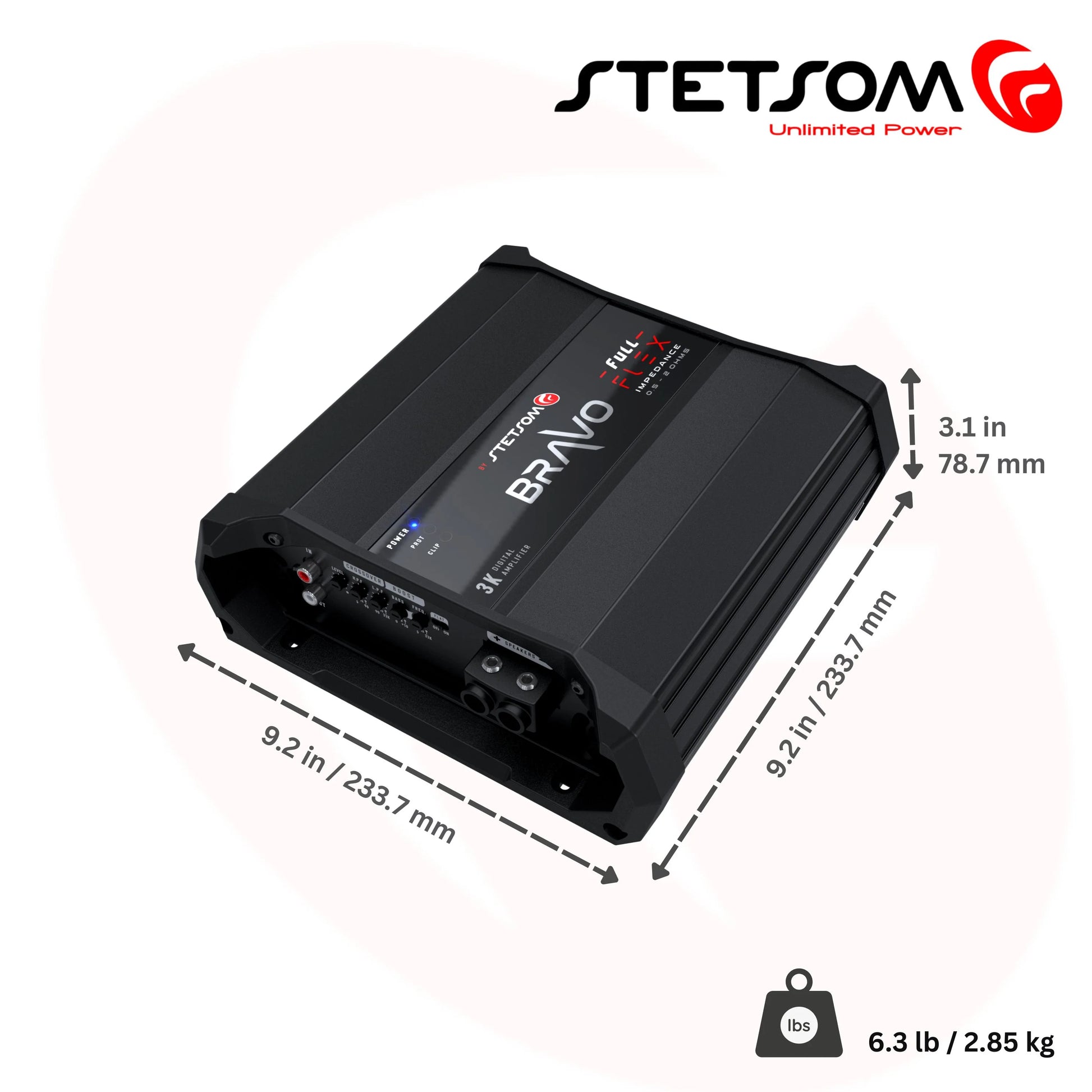 Stetsom Bravo Full Flex 3K Monoblock Amplifier – 3000W RMS 0.5 to 2 Ohm - Audio Sellerz