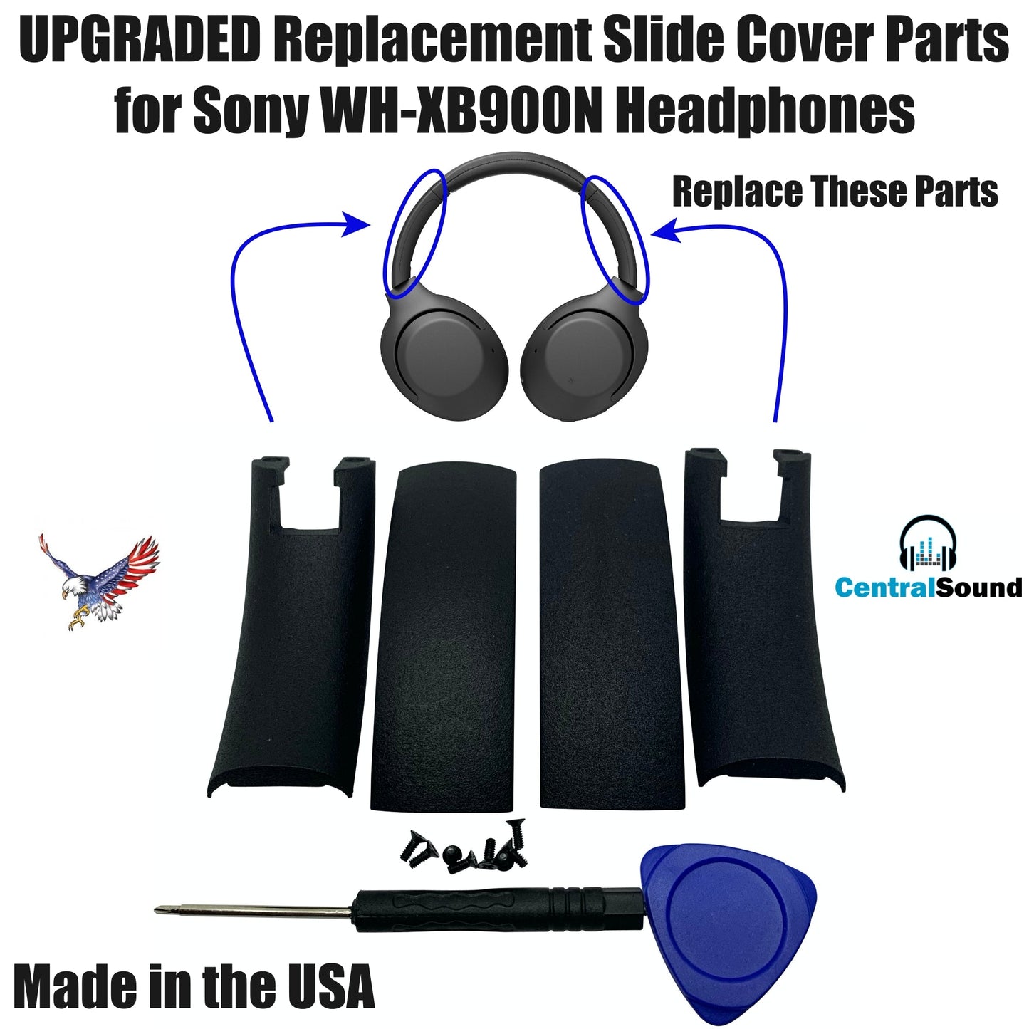 Replacement Side Cover Slider Parts UPGRADE KIT for Sony WH-XB900N WHXB900N - product image 2 - Audio Sellerz