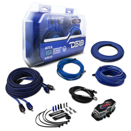 8-GA Amplifier Installation Wiring Kit - Blue.