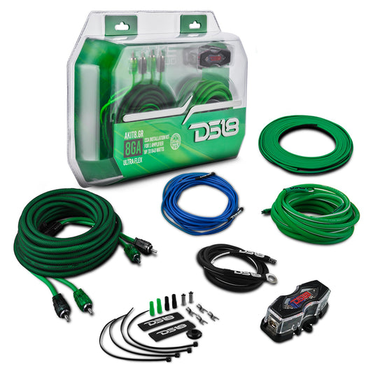 8-GA Amplifier Installation Wiring Kit - Green.