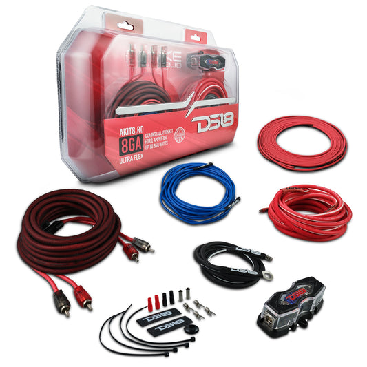 8-GA Amplifier Installation Wiring Kit - Red.