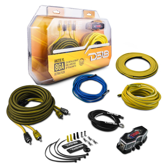 8-GA Amplifier Installation Wiring Kit - Yellow.