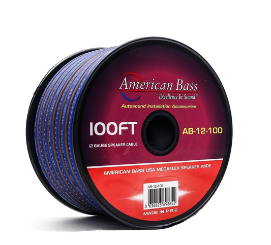 American Bass 12 Gauge Megaflex Speaker Wire 100ft Spool - Sold by Audio Sellerz