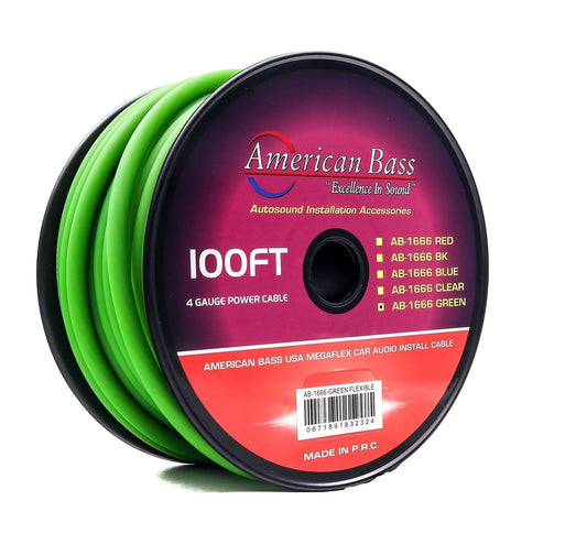 American Bass 4 Gauge Mega Flex Power Cable 100ft Roll - Sold by Audio Sellerz