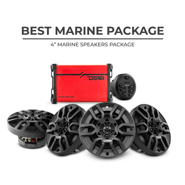 Best Marine Audio Package - 4 X 4" Speakers with Head Unit & 4 Channel Amplifier.
