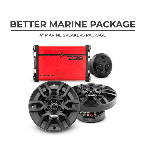 Better Marine Audio Package - 2 X 4" Speakers with Head Unit & 4 Channel Amplifier.