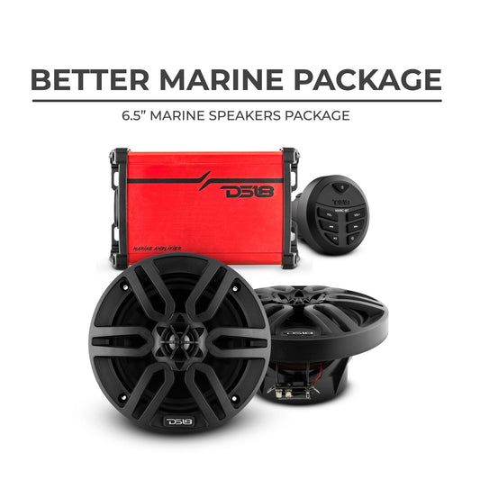 Better Marine Audio Package - 2 X 6.5" Speakers with Head Unit & 4 Channel Amplifier.