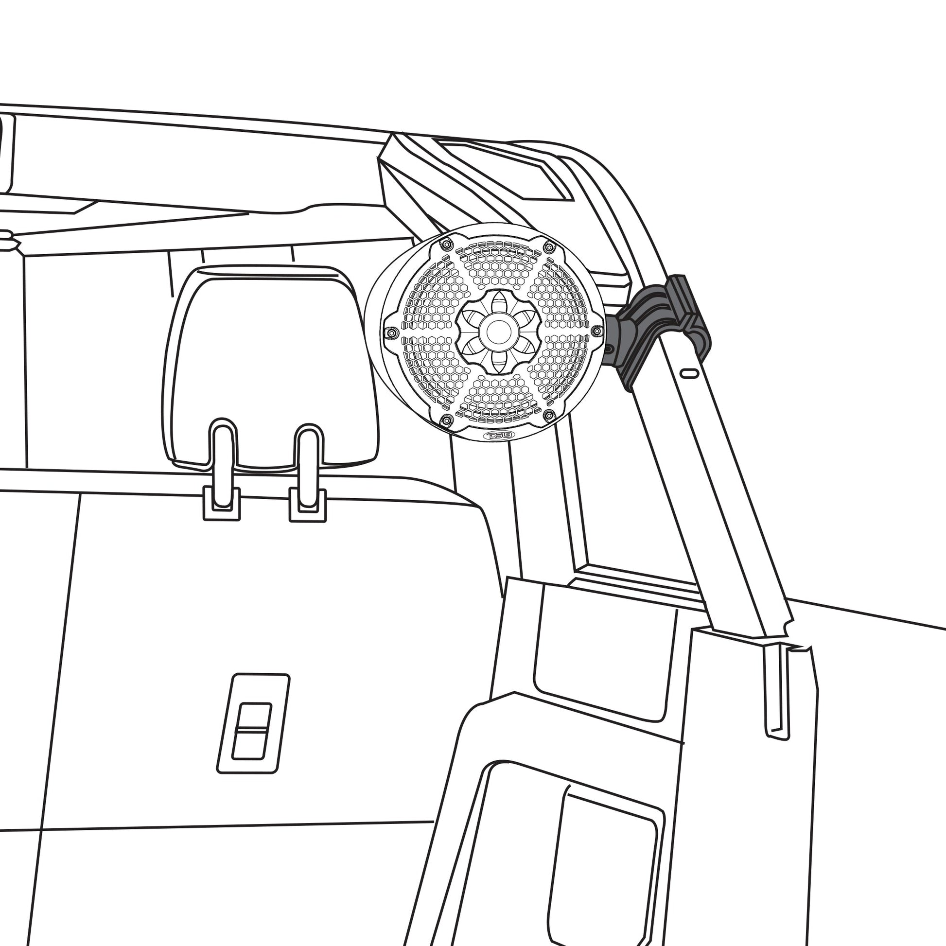 Bronco 6th Gen Roll Bar Audio Bundle – 8" Marine Tower Speakers with RGB LED Lights, OEM Roll Bar Mounting Clamps & Amplifier.