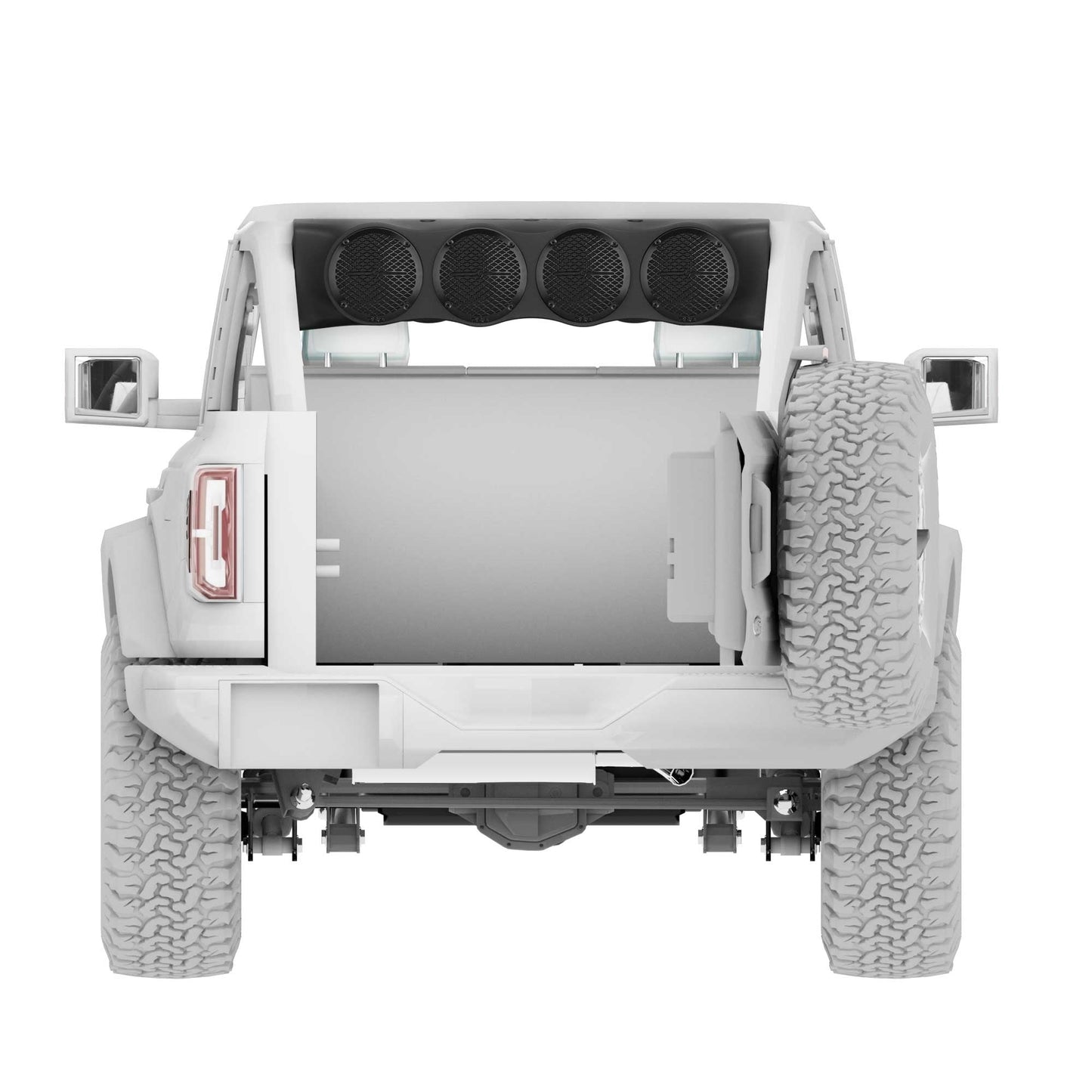 Bronco 6th Gen Rear Overhead Soundbar Loaded – 6x Coaxial Midrange Speakers and Dual Hybrid Tweeters.