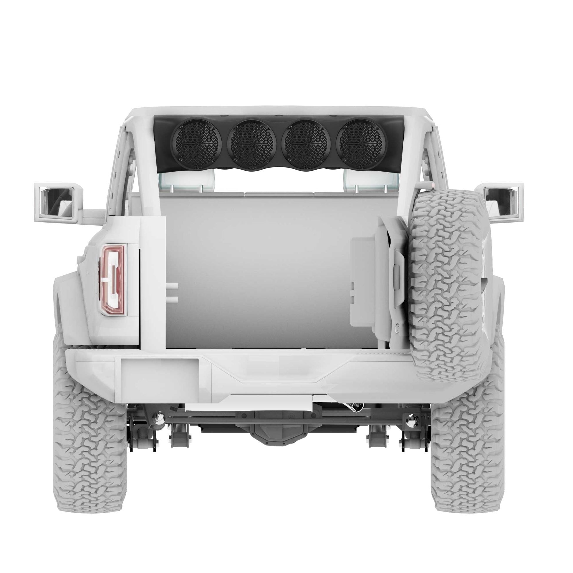 Bronco 6th Gen Rear Overhead Soundbar Loaded – 6x Coaxial Midrange Speakers and Dual Hybrid Tweeters.