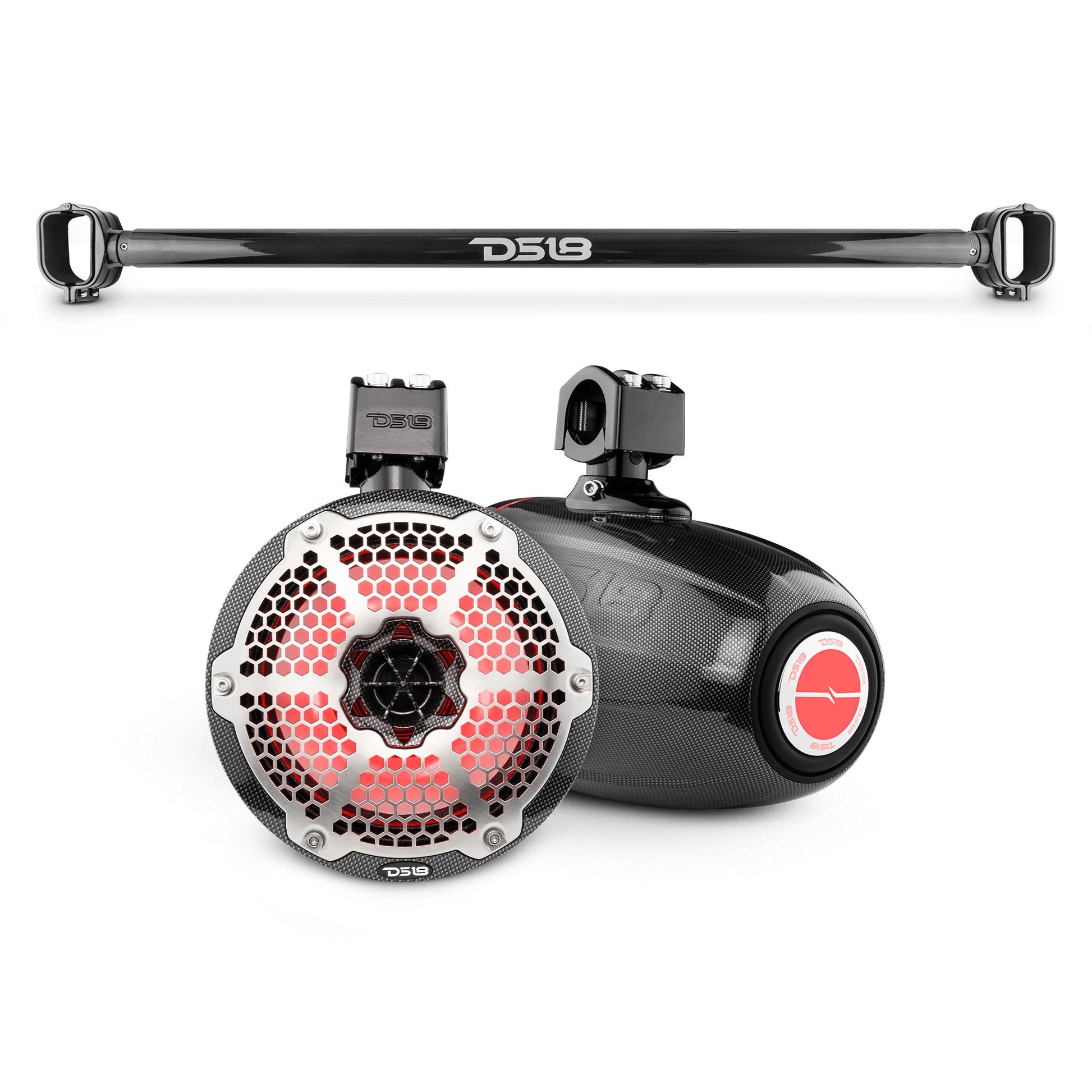 Bronco 6th Gen Mounting Tube Bundle with Dual 8" Marine Tower Speakers with RGB LED Lights.