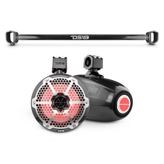 Bronco 6th Gen Mounting Tube Bundle with Dual 8" Marine Tower Speakers with RGB LED Lights.