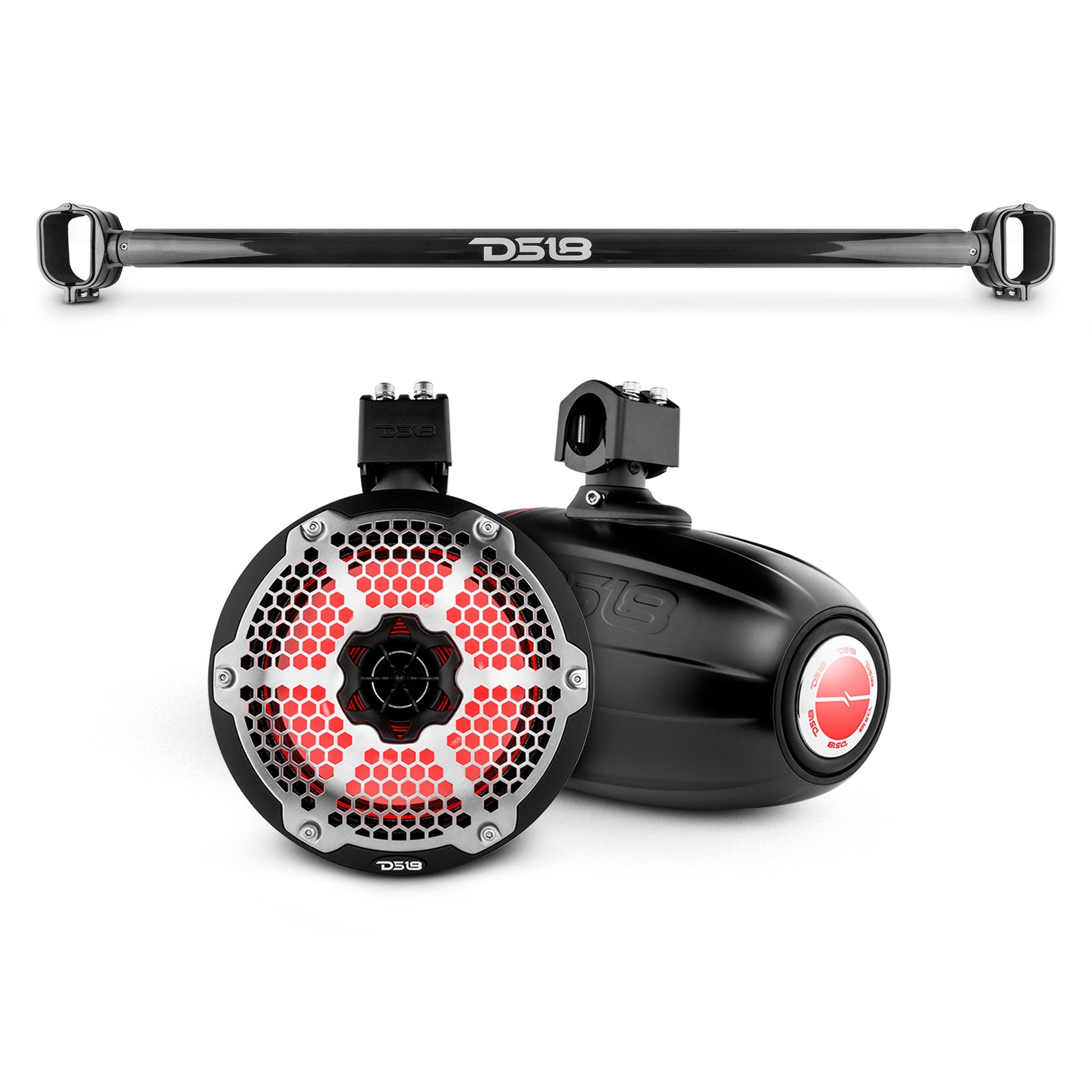 Bronco 6th Gen Mounting Tube Bundle with Dual 8" Marine Tower Speakers with RGB LED Lights.