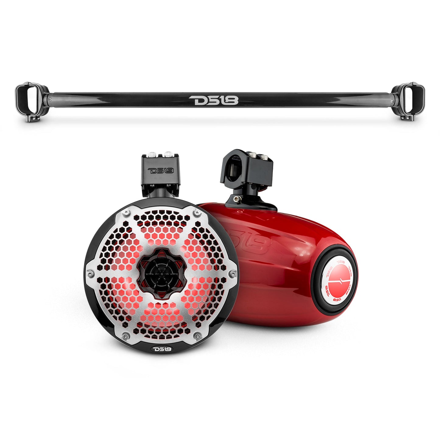 Bronco 6th Gen Mounting Tube Bundle with Dual 8" Marine Tower Speakers with RGB LED Lights.