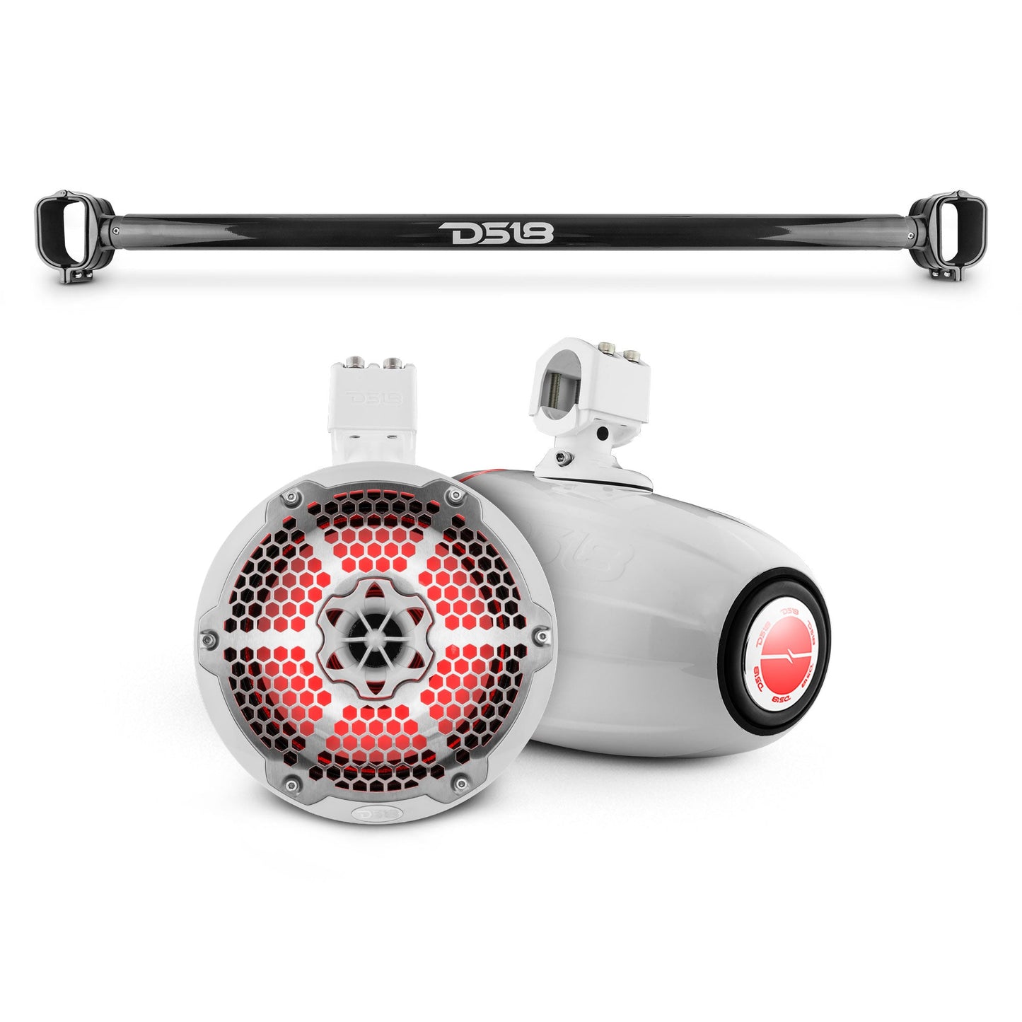 Bronco 6th Gen Mounting Tube Bundle with Dual 8" Marine Tower Speakers with RGB LED Lights.