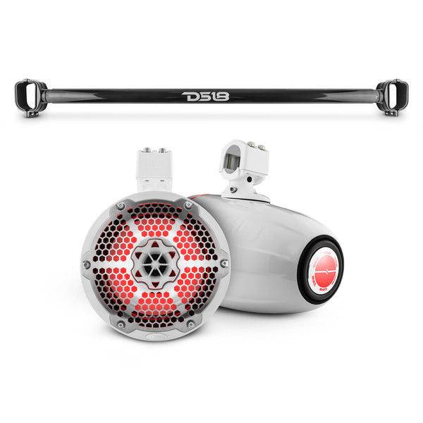 Bronco 6th Gen Mounting Tube Bundle with Dual 8" Marine Tower Speakers with RGB LED Lights.