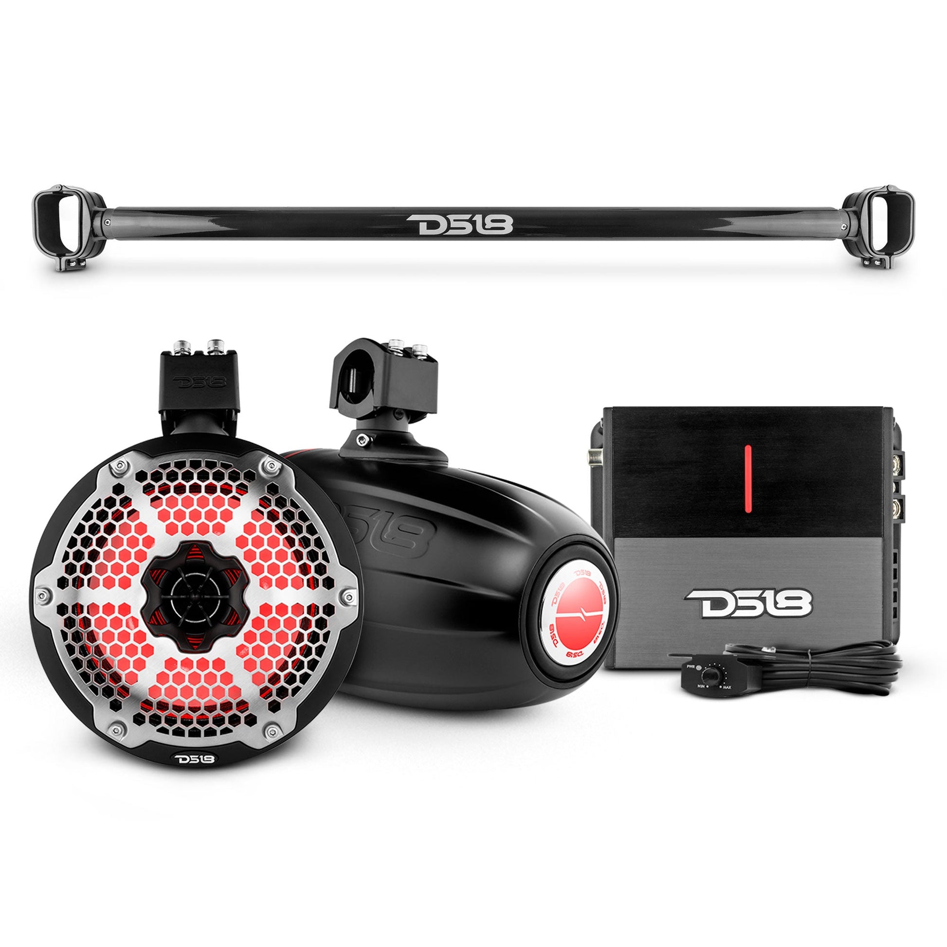 Bronco 6th Gen Mounting Tube Bundle with 8" Marine Tower Speakers with RGB LED Lights and Amplifier.
