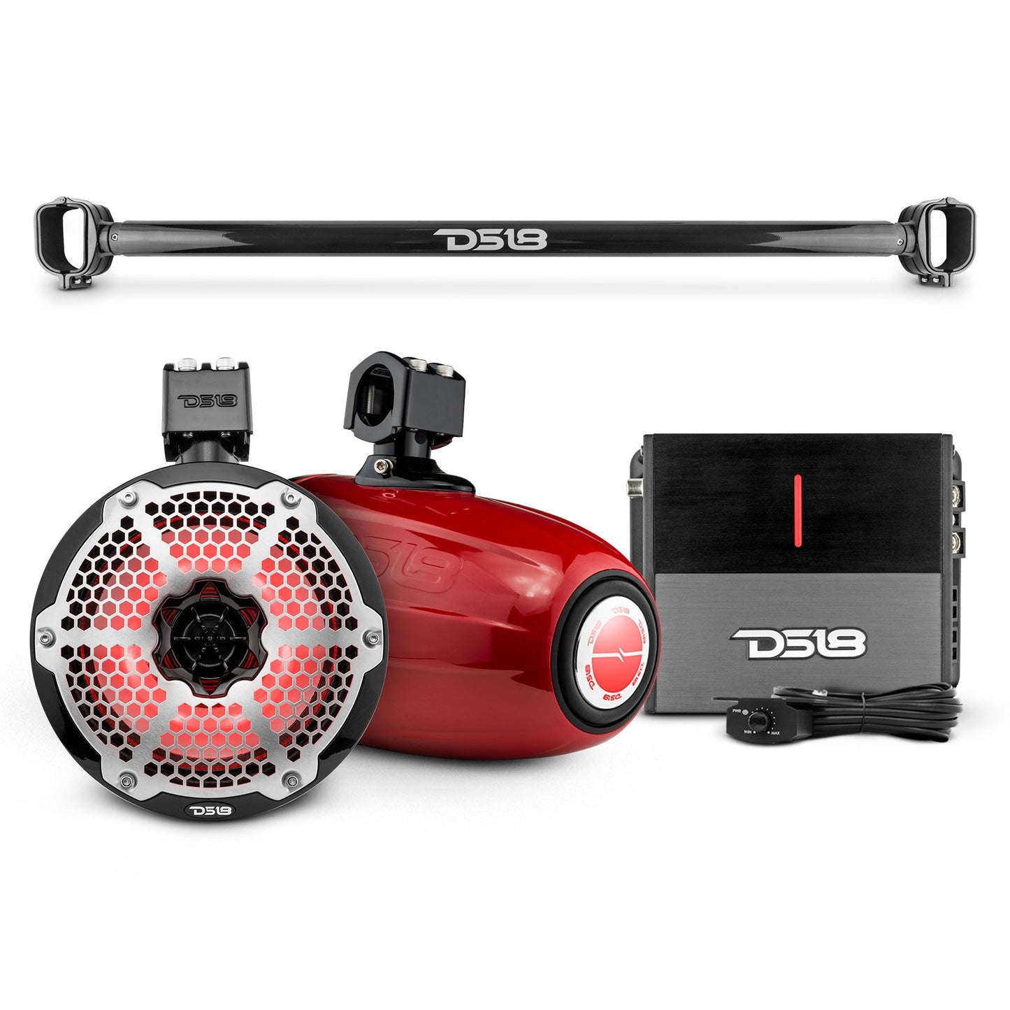 Bronco 6th Gen Mounting Tube Bundle with 8" Marine Tower Speakers with RGB LED Lights and Amplifier.