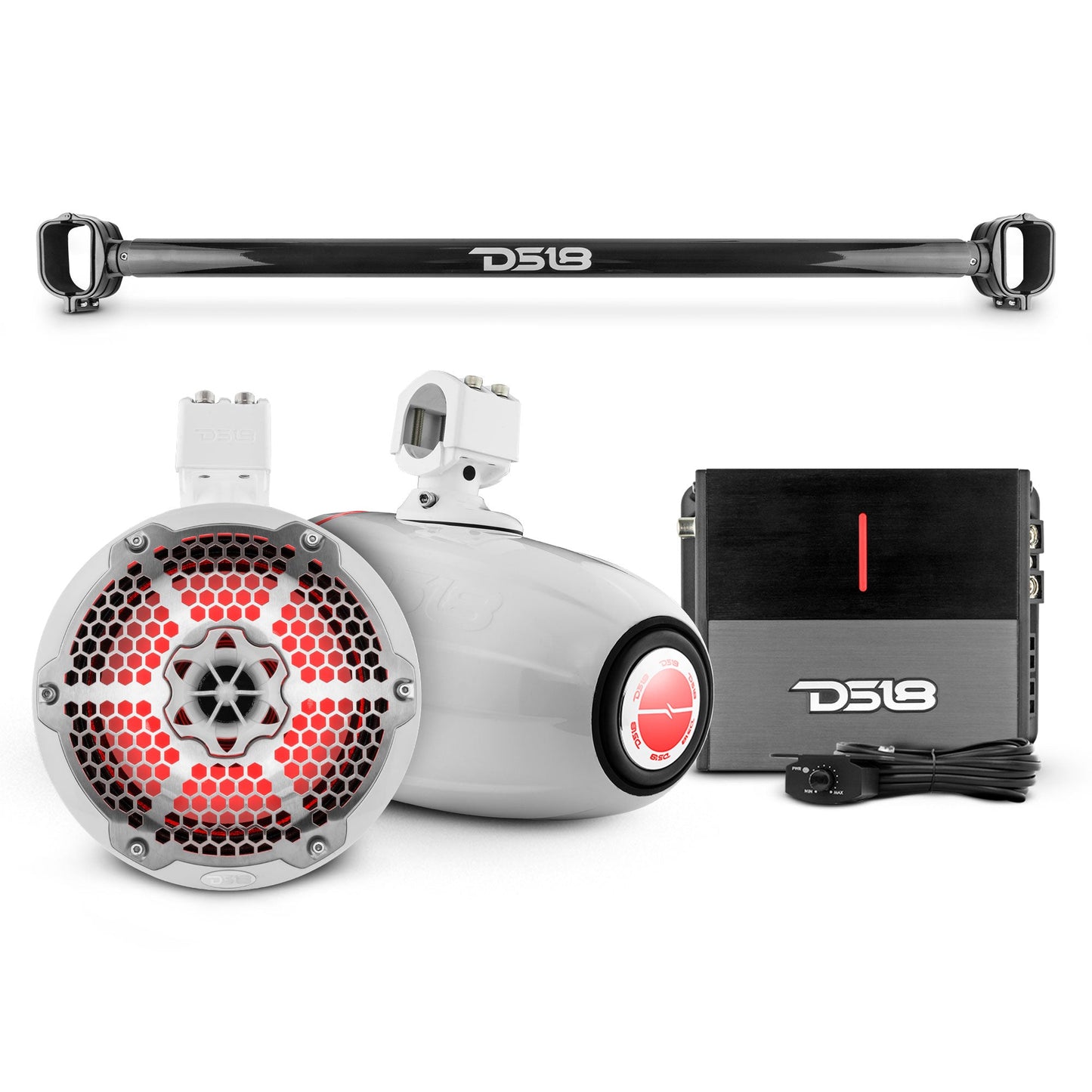 Bronco 6th Gen Mounting Tube Bundle with 8" Marine Tower Speakers with RGB LED Lights and Amplifier.