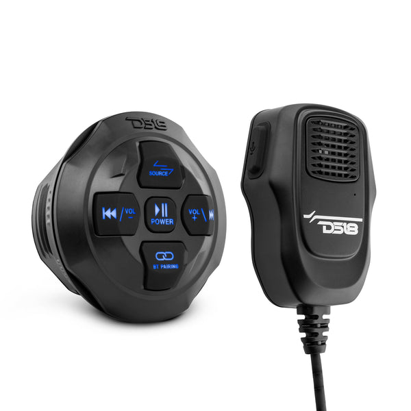 Marine And Powersports Waterproof Bluetooth Audio Receiver With Controls and Microphone.