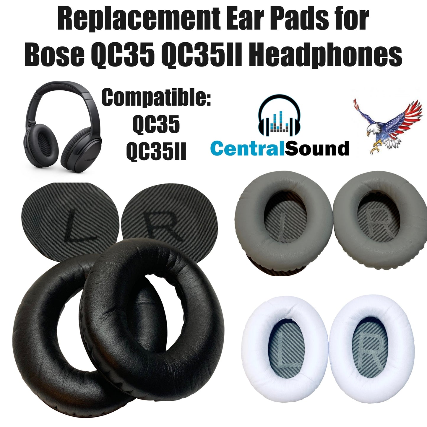 Replacement Ear Pads Cushion for QuietComfort 35 QC35 QC35II Bose Headphones - White - product image 3 - Audio Sellerz