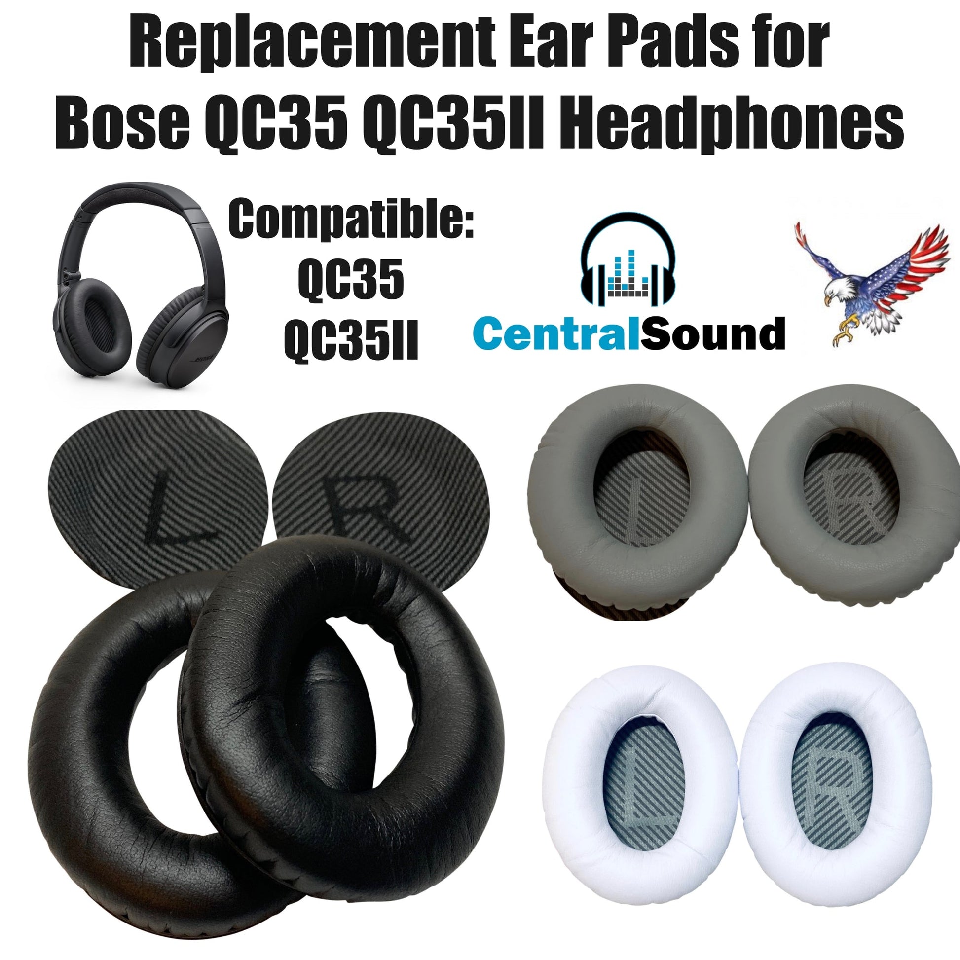 Replacement Ear Pads Cushion for QuietComfort 35 QC35 QC35II Bose Headphones - White - product image 3 - Audio Sellerz
