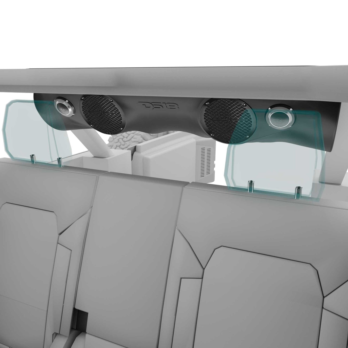 Bronco 6th Gen Rear Overhead Soundbar Loaded – 6x Coaxial Midrange Speakers and Dual Hybrid Tweeters.