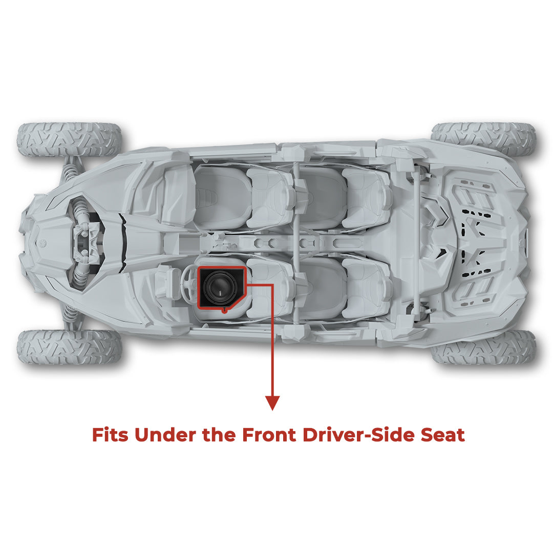 Can-Am 10” Under-Seat Subwoofer Enclosure for 2-Door & 4-Door Maverick X3 (2017-Up) - Front Driver Side.