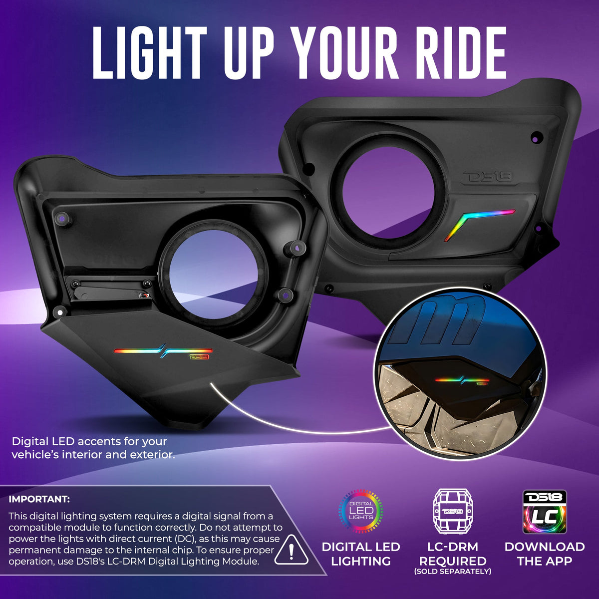 Can-Am Maverick X3 (2017-Up) Rear Door Speaker Panels with Digital LED Badge