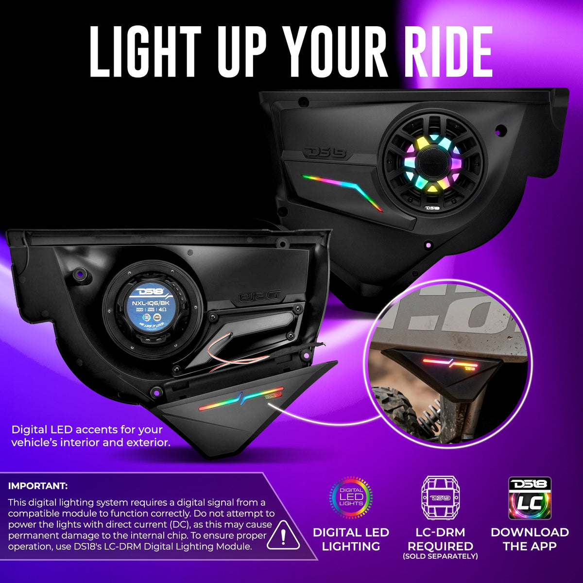 Can-Am Maverick X3 Door Speaker Panels Loaded with NXL-IQ 6.5" 2-Way Coaxial Marine Speakers and Digital LED Badge