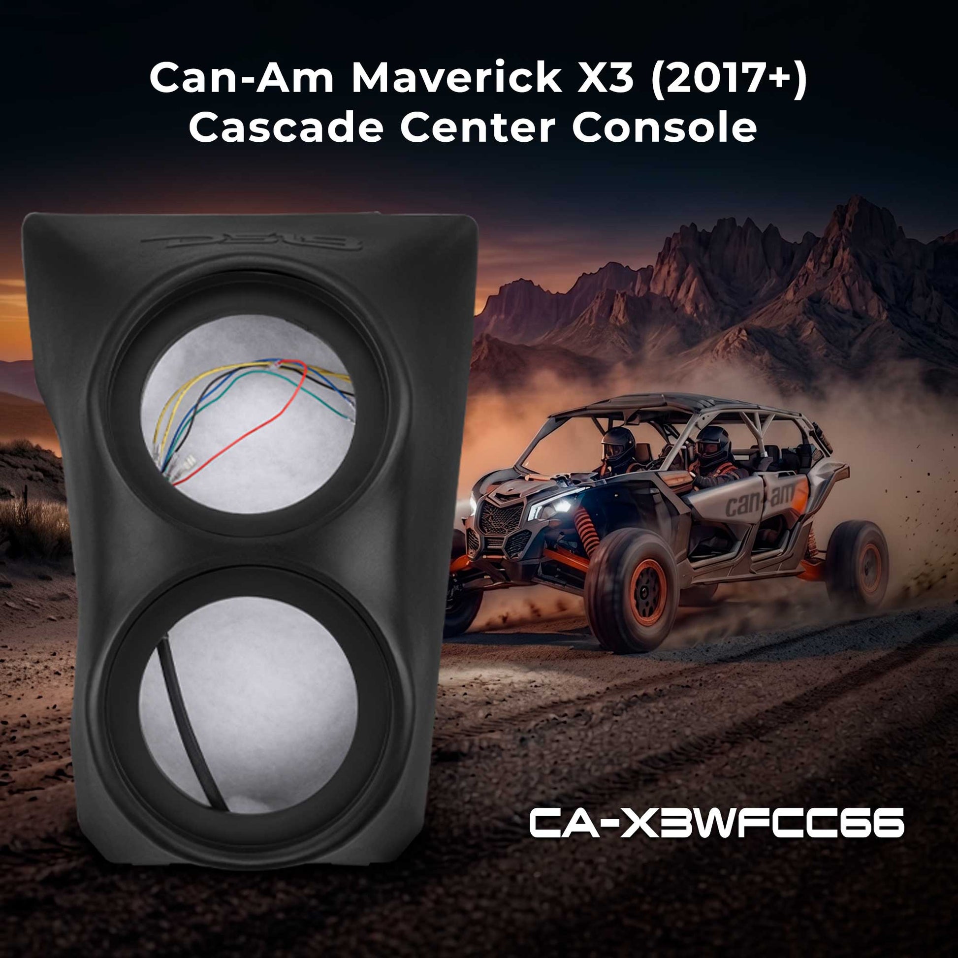 Can-Am Maverick X3 (2017-Up) Waterfall Center Console Speaker Pod – Fits Dual 6.5” Speakers.