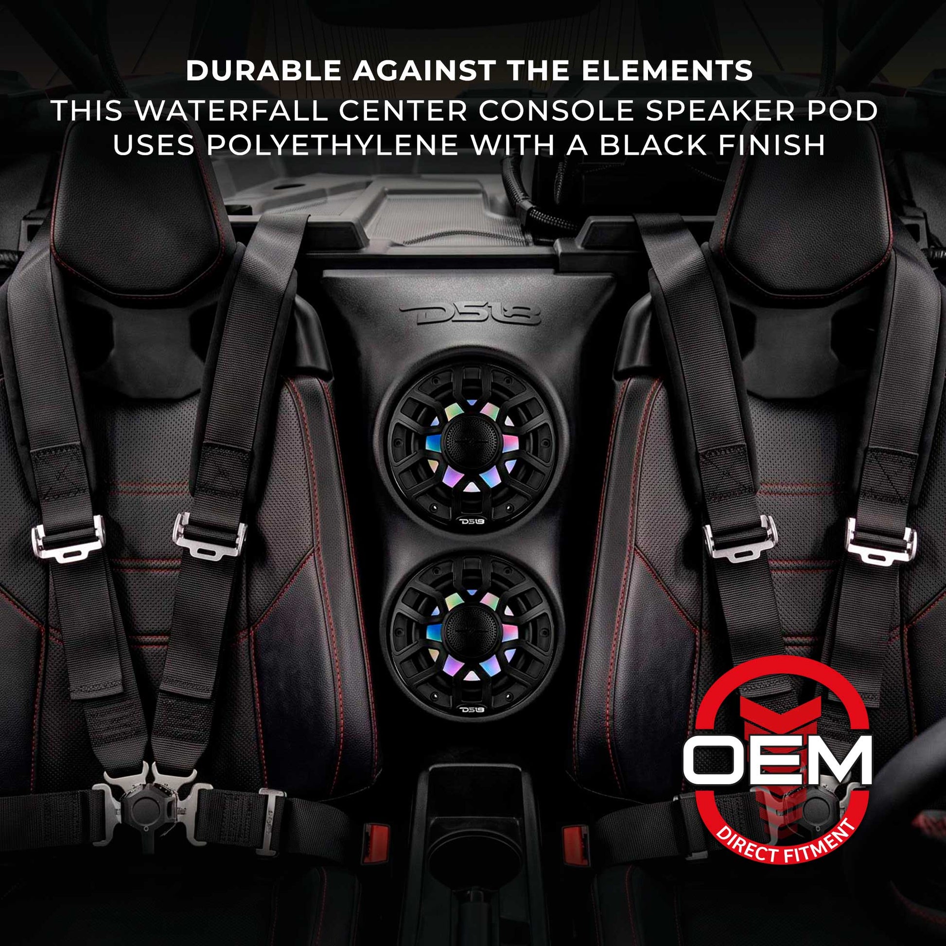Can-Am Maverick X3 (2017-Up) Waterfall Center Console Speaker Pod Loaded with NXL-IQ 6.5" 2-Way Coaxial Marine Speakers and Digital LED Lights.