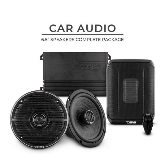 DS18 CARPK-3 Complete 6.5 Sound System With Included Booming Under The Seat Powered Sub.