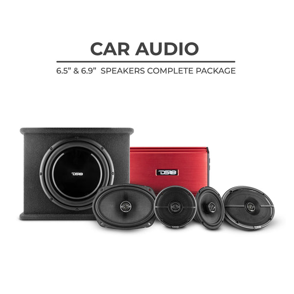 DS18 CARPK-4 ZXi High Volume Complete System 6.5 Package with powered 10 inch subwoofer.