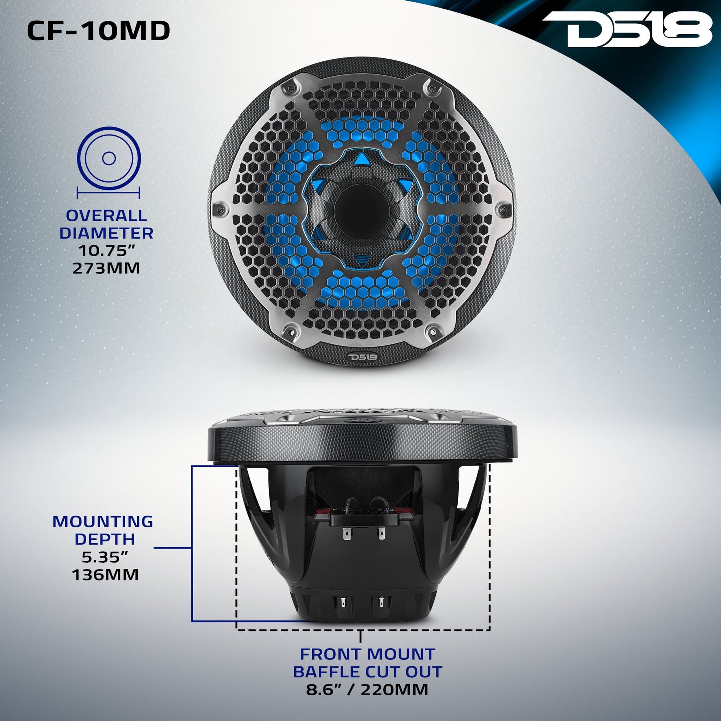 10” Marine 2-Way Hybrid Speaker with RGB LED, Compression Driver and - 4 Ohm - CF-10MD - product image 11 - AudioSellerz