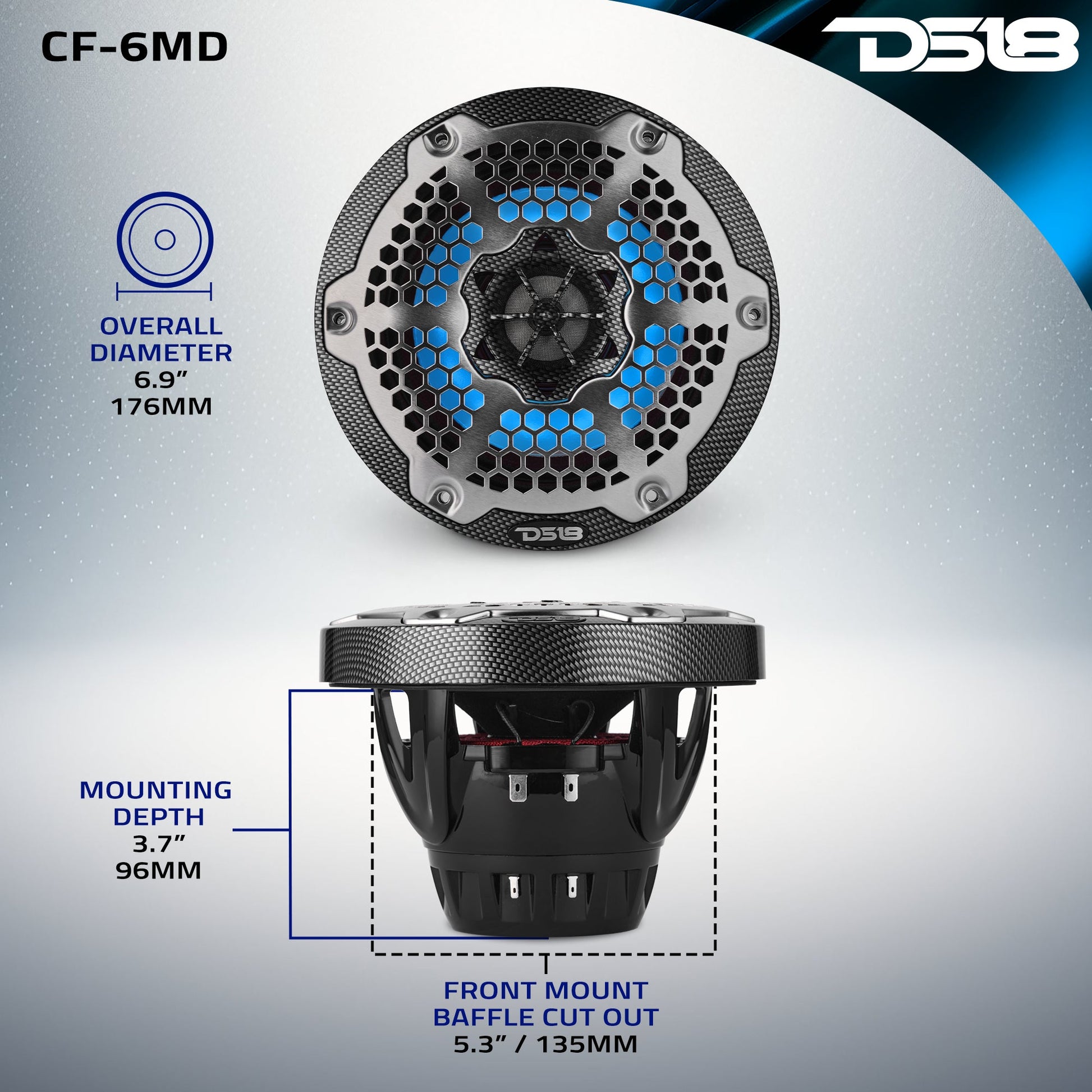 6.5” Marine 2-Way Hybrid Speaker with RGB LED, Compression Driver and - 4 Ohm - CF-6MD - product image 11 - AudioSellerz