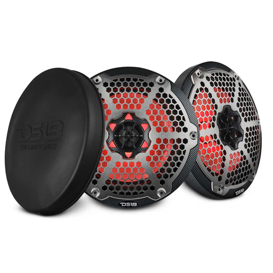 NXL 8" 2-Way Coaxial Marine Speaker With LED RGB Lights 125 Watts Rms 4-Ohm - Black Carbon Fiber.