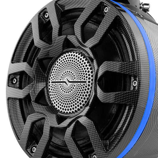 NXL 8" Marine and Powersports Compact PRO Towers with Loudspeaker and driver Built in LED RGB Lights 250 Watts Rms -Black Carbon Fiber (PRO-HY8.4B Included).